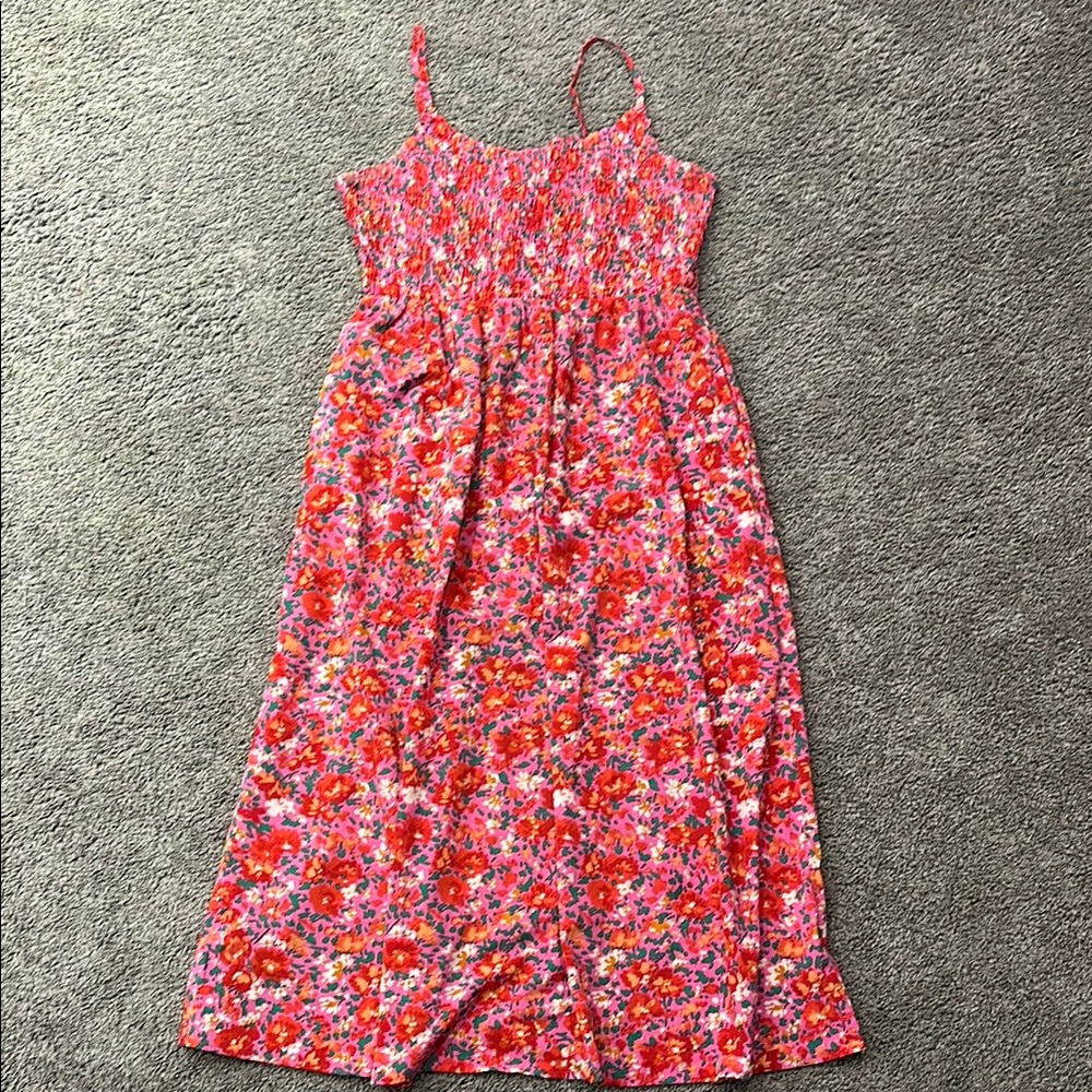 Pink and red floral maxi/midi dress